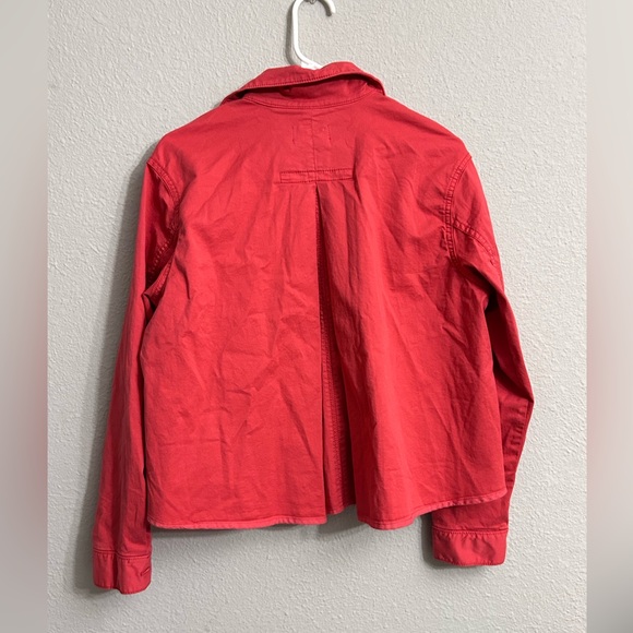 By Anthropologie Chino Coral Swing Button Up Boxy Crop Long Sleeve Jacket Sz S - Picture 6 of 11